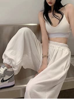 Women Chic White Jogging Sweatpants Korean Fashion Sports Pants Casual Harajuku Wide Joggers Trousers Female Ankle-length Pants