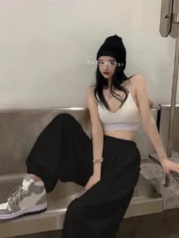 Women Chic White Jogging Sweatpants Korean Fashion Sports Pants Casual Harajuku Wide Joggers Trousers Female Ankle-length Pants