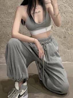 Women Chic White Jogging Sweatpants Korean Fashion Sports Pants Casual Harajuku Wide Joggers Trousers Female Ankle-length Pants