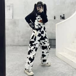2025 Streetwear Jumpsuit Pants Women Cow Print Woman Overalls Casual Baggy Trousers Y2k Pant