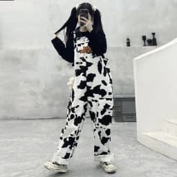 2025 Streetwear Jumpsuit Pants Women Cow Print Woman Overalls Casual Baggy Trousers Y2k Pant