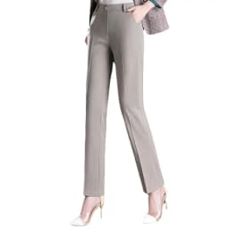 2026 New Women's Khaki Trousers, Autumn High Waisted Straight Suit Pants Loose Dress Pants Black Grey Slacks Women Pantalones
