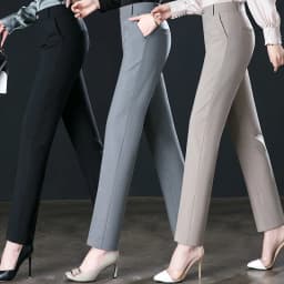 2026 New Women's Khaki Trousers, Autumn High Waisted Straight Suit Pants Loose Dress Pants Black Grey Slacks Women Pantalones