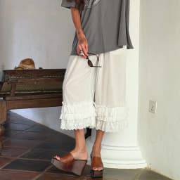 Linad Vintage White Embroidery Wide Leg Pants 2026 Elegant Lace Elastic Waist Layer Long Pants Street Chic Cotton Loose Trousers
