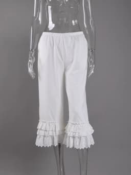 Linad Vintage White Embroidery Wide Leg Pants 2026 Elegant Lace Elastic Waist Layer Long Pants Street Chic Cotton Loose Trousers
