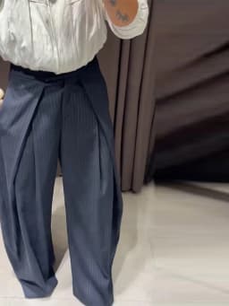Women's Oversized Pinstripe Wide Leg Pants Vintage High Waist Wrap Front Tailored Baggy Trousers 2025 New Casual Chic Streetwear