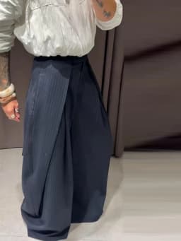 Women's Oversized Pinstripe Wide Leg Pants Vintage High Waist Wrap Front Tailored Baggy Trousers 2025 New Casual Chic Streetwear