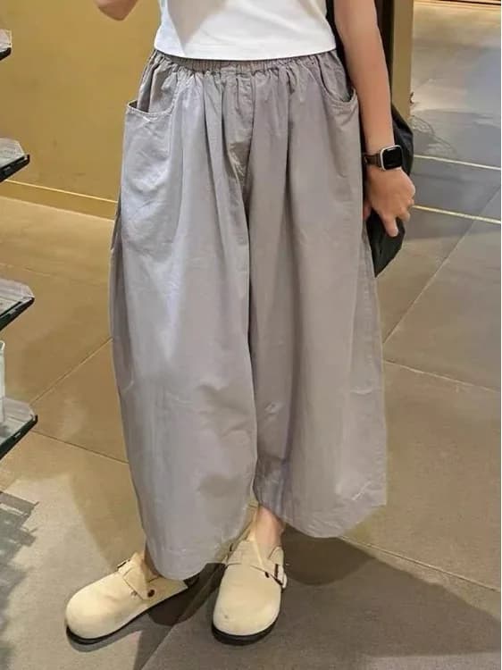 ay Thin Summer Casual Pants Women's plus Size Pear ape Slimming Small Size Qui Dry Wide Leg Pants Straight Cut Elastic ...