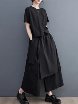 UMI MAO Women's Fashion Irregular Pants Elegant Apparel Below Ankle Smooth Black Bandage Style Summer Trousers Femme