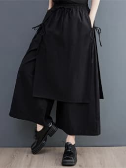UMI MAO Women's Fashion Irregular Pants Elegant Apparel Below Ankle Smooth Black Bandage Style Summer Trousers Femme
