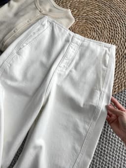 Casual White Scythe Denim Pants High Waist Loose Straight Leg Nine Points Trendy Women's Spring Autumn Seasonal Jeans