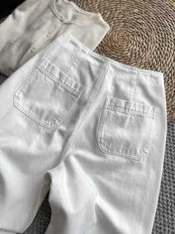 Casual White Scythe Denim Pants High Waist Loose Straight Leg Nine Points Trendy Women's Spring Autumn Seasonal Jeans