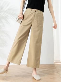 Slimming High Waist Wide Leg Pants Nine Points Loose Fit Casual Straight Leg Thin Summer Trousers for Women Korean Style