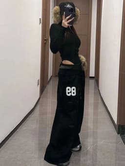 Gray Loose Sporty Wide Leg Pants Women's Spring Casual Trousers Draped Style Retro American Vintage Trendy INS High Waist Ela...