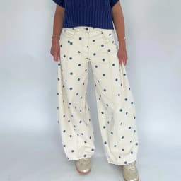 Women's Y2k Polka Dot Barrel Jeans Coquette High Waisted Baggy Cute Denim Pants Teen Girls Streetwear
