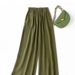 Birdtree, Summer 100% Silk Crepe Dechine Pants, Women Wide Leg Trousers, Solid Elastic Waist Cropped Pant, New 2023 B35852C