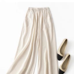 Birdtree, Summer 100% Silk Crepe Dechine Pants, Women Wide Leg Trousers, Solid Elastic Waist Cropped Pant, New 2023 B35852C