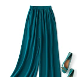 Birdtree, Summer 100% Silk Crepe Dechine Pants, Women Wide Leg Trousers, Solid Elastic Waist Cropped Pant, New 2023 B35852C