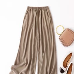 Birdtree, Summer 100% Silk Crepe Dechine Pants, Women Wide Leg Trousers, Solid Elastic Waist Cropped Pant, New 2023 B35852C