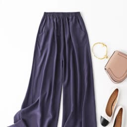 Birdtree, Summer 100% Silk Crepe Dechine Pants, Women Wide Leg Trousers, Solid Elastic Waist Cropped Pant, New 2023 B35852C