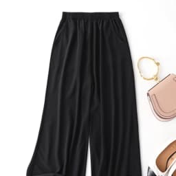 Birdtree, Summer 100% Silk Crepe Dechine Pants, Women Wide Leg Trousers, Solid Elastic Waist Cropped Pant, New 2023 B35852C