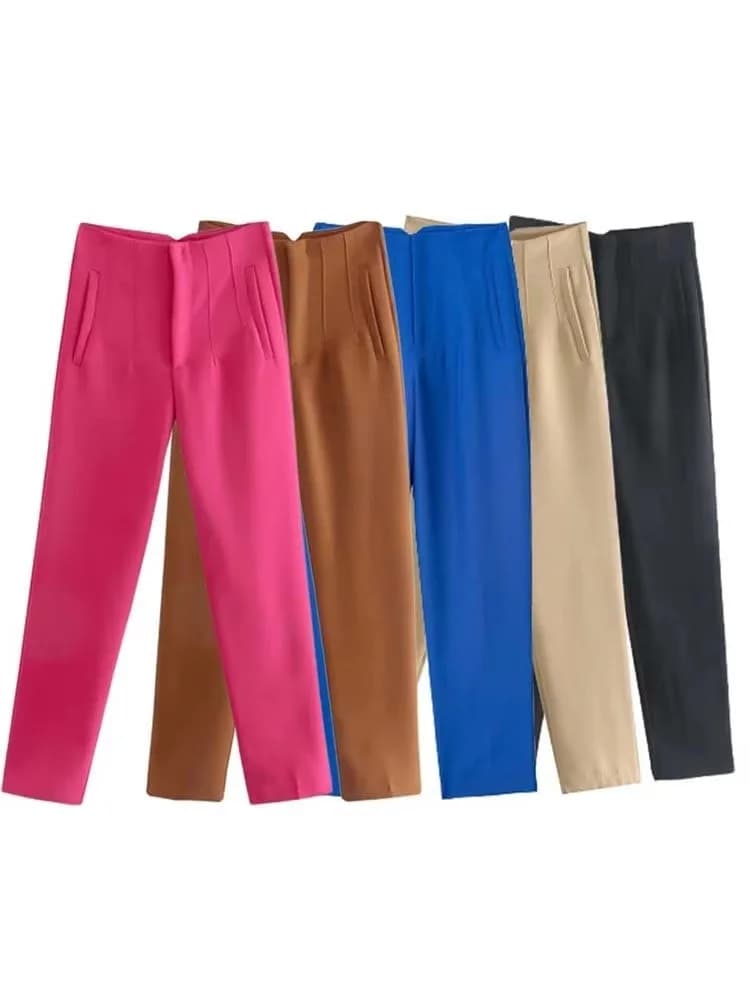 2025 Pencil Women Pants High Waist Pants for Women With Seam Detail Streetwear Woman Ankle Trousers Autumn Office Wear Pant