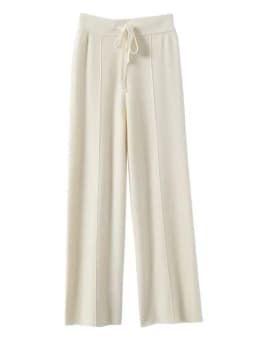 100% Pure Wool Pants Cashmere Wide Leg Trousers Women's Long Britches Knit Loose Daks Casual Pants Autumn Winter High Waist Daks