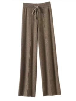 100% Pure Wool Pants Cashmere Wide Leg Trousers Women's Long Britches Knit Loose Daks Casual Pants Autumn Winter High Waist Daks