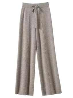 100% Pure Wool Pants Cashmere Wide Leg Trousers Women's Long Britches Knit Loose Daks Casual Pants Autumn Winter High Waist Daks