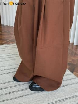 HanOrange 2026 Winter Wide Leg Pants Women Straightening Thick Trousers White/Black/Dark Brown
