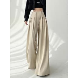 MEXZT Streetwear Wide Leg Pants Women Korean Black High Waist Suit Pants Summer Fashion Elegant Lace Up Straight Trousers New