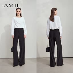 AMII Minimalist Pants 2026 Autumn New Elegant Luxury Office Lady Casual Loose Trousers Elastic Straight Wide Leg Pants 12523044