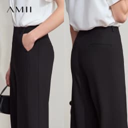 AMII Minimalist Pants 2026 Autumn New Elegant Luxury Office Lady Casual Loose Trousers Elastic Straight Wide Leg Pants 12523044