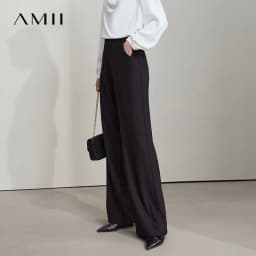 AMII Minimalist Pants 2026 Autumn New Elegant Luxury Office Lady Casual Loose Trousers Elastic Straight Wide Leg Pants 12523044