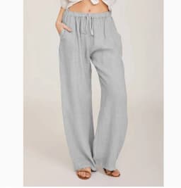 Summer Autumn Women Fashion Cotton Linen Pants Elastic Waist Loose Straight Pants Female Casual Solid Color Versatile Trousers