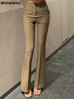 Office New Slim High Waisted Suit Pants Korean Fashion Women's Casual Bootcut Pantalones Wide Leg Straight Elegant Trousers