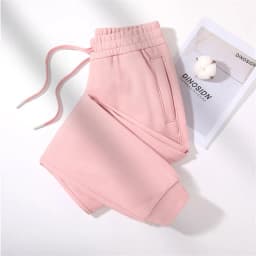 Fashion Spring Autumn 380g Cotton Sweatpants Women's Casual Trousers 7-colors Elastic-waist Pencil Pants Comfy Bundle Foot Pants