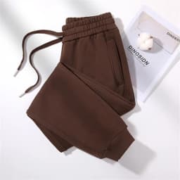 Fashion Spring Autumn 380g Cotton Sweatpants Women's Casual Trousers 7-colors Elastic-waist Pencil Pants Comfy Bundle Foot Pants