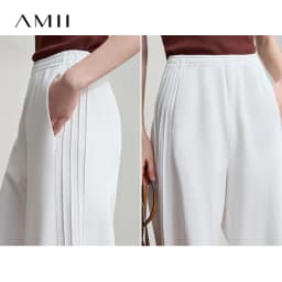 AMII Minimalist 2025 Autumn New Arrival Lady Wide Leg Pants Loose Pure Cotton Knitted Casual Trousers Women Clothing 12523098