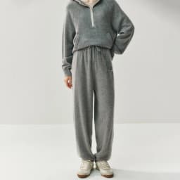 Women Cashmere Pants Autumn Winter Casual Loose Long Bloomers 100% Cashmere Knit Pants Chic Drawstring Pocket Cashmere Trousers