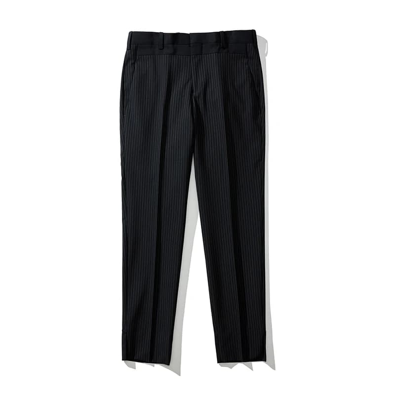 Black Suit Pants with Fine Stripes, Workwear-inspired Men's Casual Trousers, Ankle-Length Pants. 2026-2027
