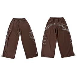 ROKBBK-K Glitter High Waist Wide Leg Pants Women's Street Dance Casual Loose Fashion Cotton Drill Lettering Trousers