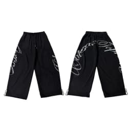 ROKBBK-K Glitter High Waist Wide Leg Pants Women's Street Dance Casual Loose Fashion Cotton Drill Lettering Trousers