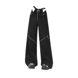 American Retro Hot Girl Black Work Pants Women Y2K Zipper Design Loose Long Casual Trousers Female Model Recommendation