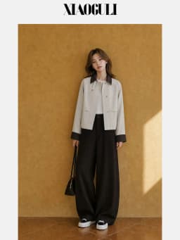 XIAOGULI Women Commuter Wide Leg Pants 2026 Autumn Winter High Waist Structured Loose Casual Trousers Office Daily Outfit