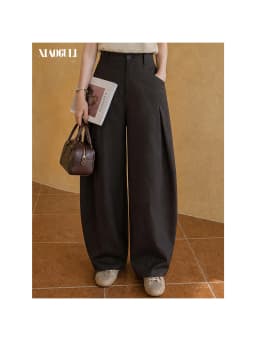 XIAOGULI Women Commuter Wide Leg Pants 2026 Autumn Winter High Waist Structured Loose Casual Trousers Office Daily Outfit