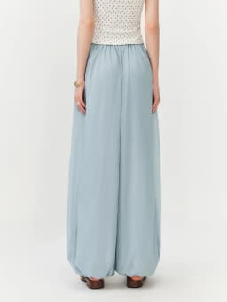 FSLE 2026 Summer Women Balloon Pants High Waist Elastic Waist Leg Culottes Loose Fit Tapered Cargo Joggers Vacation Boho Style