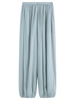 FSLE 2026 Summer Women Balloon Pants High Waist Elastic Waist Leg Culottes Loose Fit Tapered Cargo Joggers Vacation Boho Style