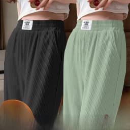 Ice Silk Slim Wide Leg Pants Women High Waist Loose Casual Thin Summer Drapey Straight Cut Trousers Korean Style Commute