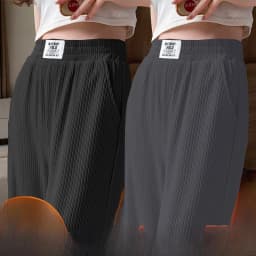 Ice Silk Slim Wide Leg Pants Women High Waist Loose Casual Thin Summer Drapey Straight Cut Trousers Korean Style Commute